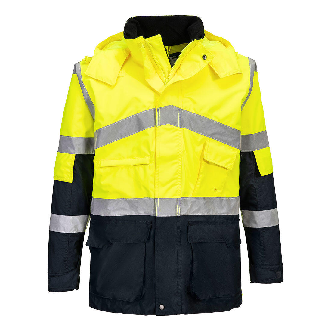 S760 Hi-Vis Breathable Contrast Rain Jacket Yellow/Navy