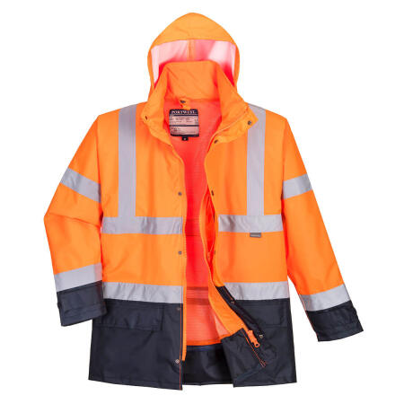 S768 Hi-Vis 5-in-1 Contrast Executive Jacket  Orange/Navy