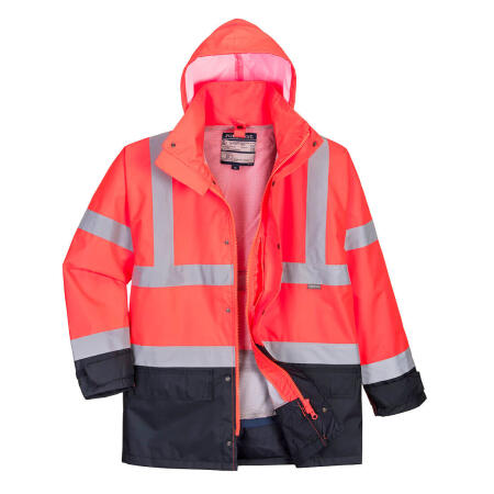 S768 Hi-Vis 5-in-1 Contrast Executive Jacket  Red/Navy