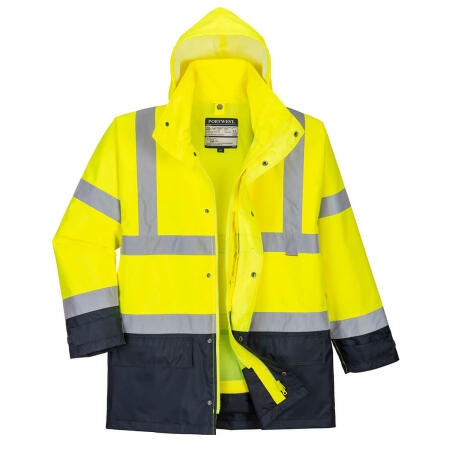 S768 Hi-Vis 5-in-1 Contrast Executive Jacket  Yellow/Navy