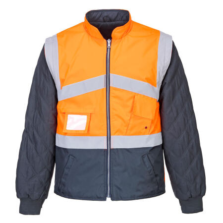 Portwest S769 Hi-Vis Breathable 2-in-1 Contrast Reversible Jacket  Orange/Navy