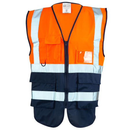 Supertouch Orange/Navy Supertouch Hi Vis Orange 2 Tone Executive Vest