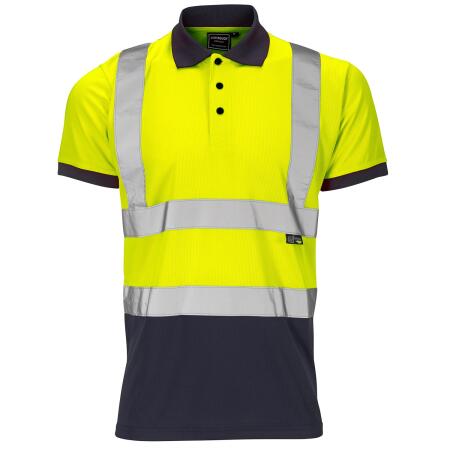 Supertouch Yellow/Navy Supertouch Hi-Vis 2 Tone Yellow Polo Shirt