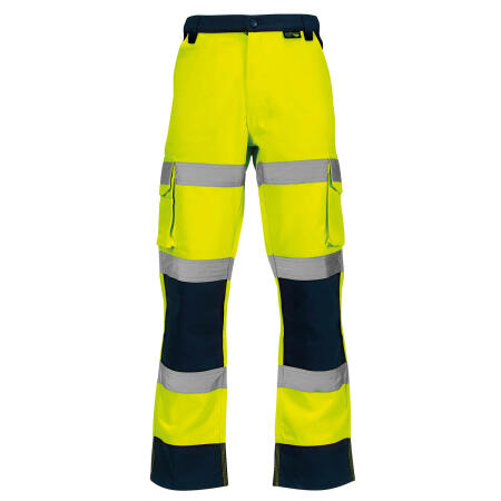 Supertouch Yellow/Navy Supertouch Hi-Vis 2 Tone Yellow Combat Trousers
