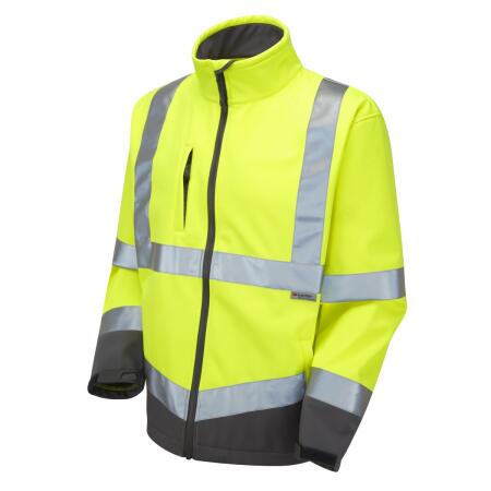 LEO Workwear BUCKLAND ISO 20471 Cl 3 Softshell Jacket HV YELLOW