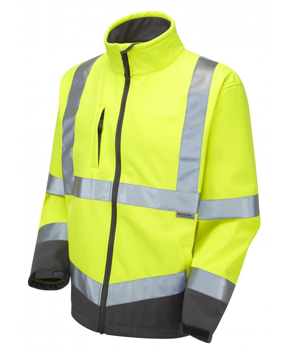 LEO Workwear BUCKLAND ISO 20471 Cl 3 Softshell Jacket HV YELLOW
