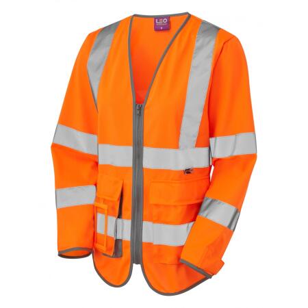 LEO Workwear BEAWORTHY ISO 20471 Cl 3 Superior Women's Sleeved Waistcoat HV ORANGE