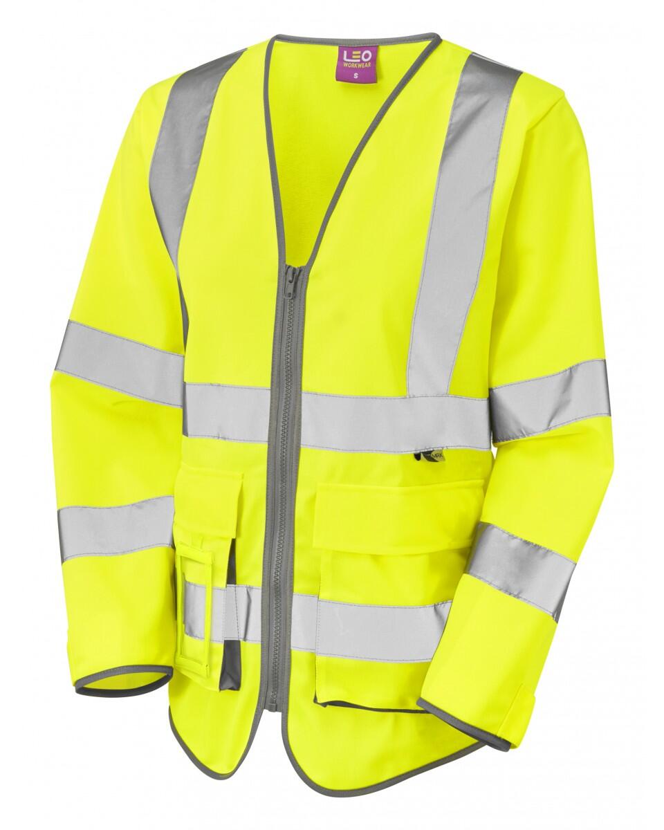 LEO Workwear BEAWORTHY ISO 20471 Cl 3 Superior Women's Sleeved Waistcoat HV YELLOW