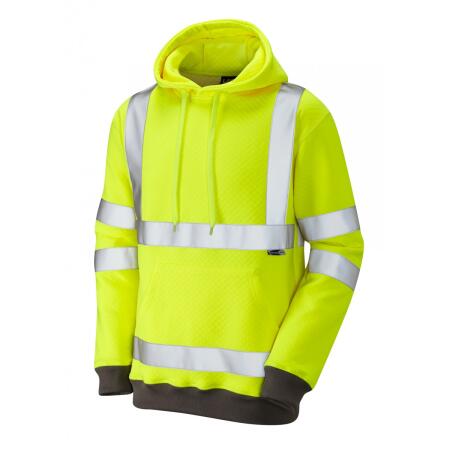 LEO Workwear GOODLEIGH EN ISO 20471 Cl 3 Hooded Sweatshirt HV YELLOW