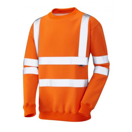 LEO Workwear WINKLEIGH ISO 20471 Cl 3 Crew Neck Sweatshirt HV ORANGE