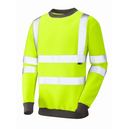 LEO Workwear WINKLEIGH ISO 20471 Cl 3 Crew Neck Sweatshirt HV YELLOW