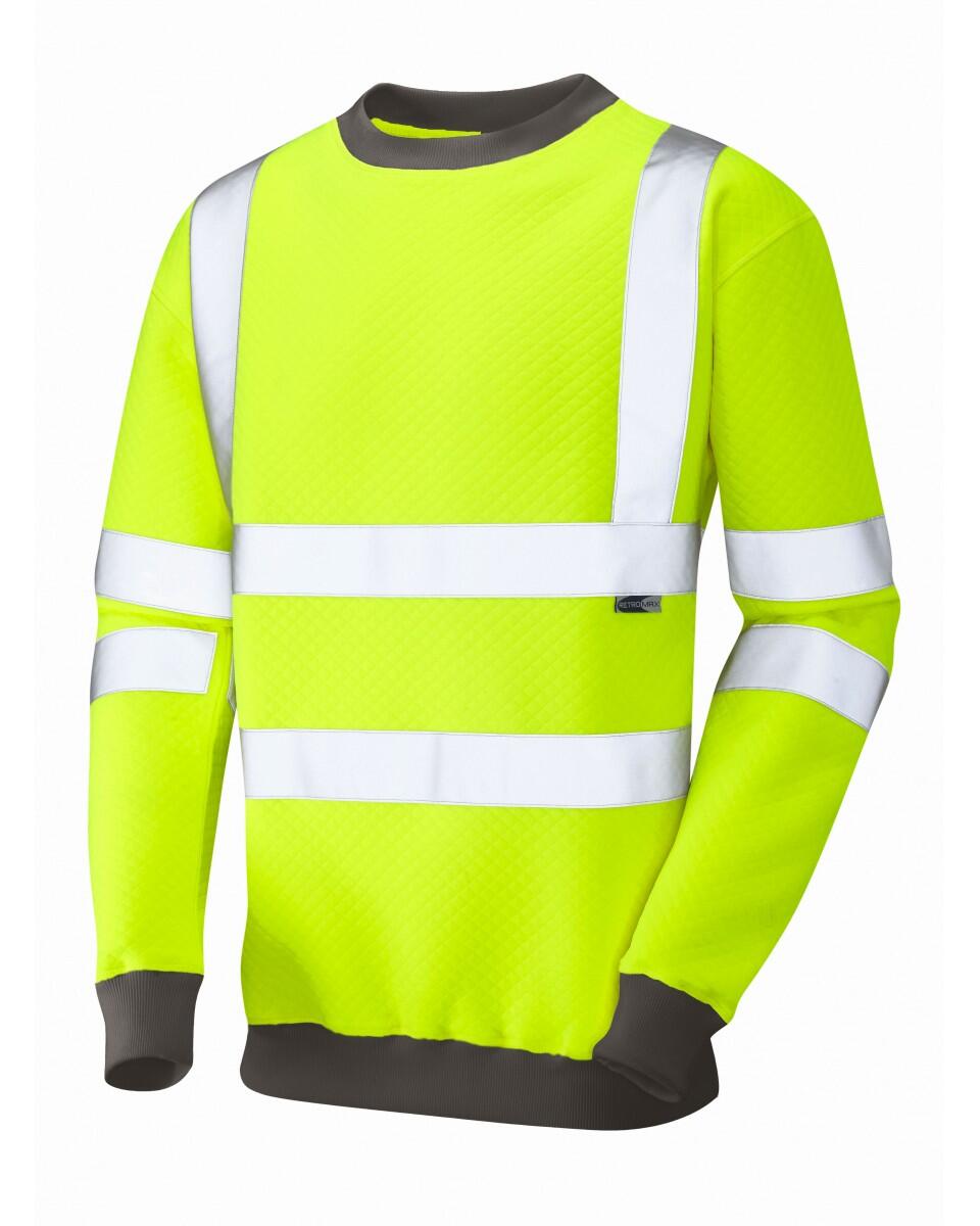LEO Workwear WINKLEIGH ISO 20471 Cl 3 Crew Neck Sweatshirt HV YELLOW