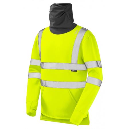 LEO Workwear COMBESGATE ISO 20471 Cl 3 EcoViz AL Snood Sweatshirt HV YELLOW