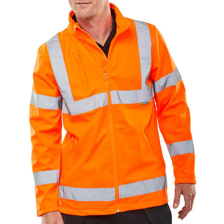 Beeswift Hi-Vis Soft Shell Lightweight Rail Spec Jacket Orange