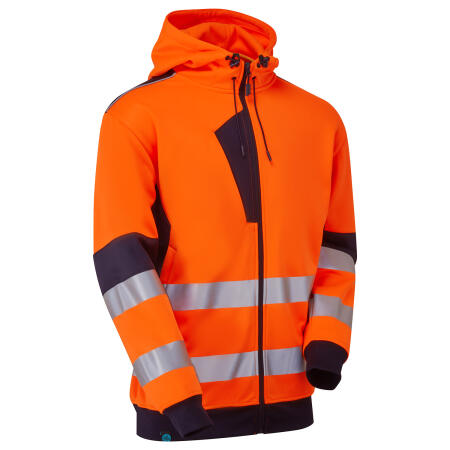 Supertouch Blue Sphere Orange/Navy  System Hi-Vis Eco Zip Thru Orange Hoodie