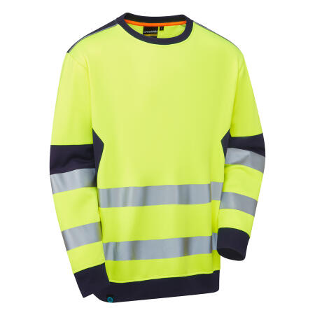Supertouch Blue Sphere Yellow/Navy  System Hi-Vis ECO Crew Neck Yellow Sweatshirt