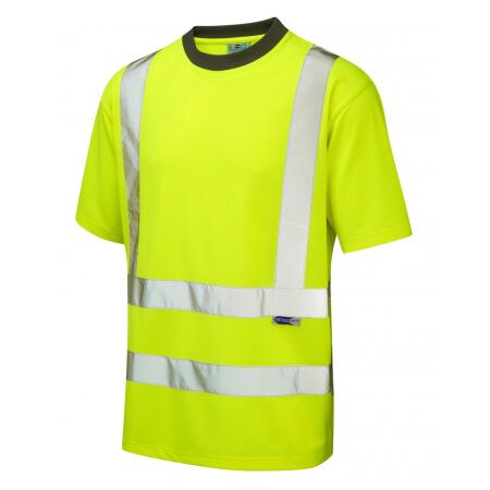 LEO Workwear BRAUNTON ISO 20471 Cl 2 Coolviz T-Shirt (EcoViz) HV YELLOW