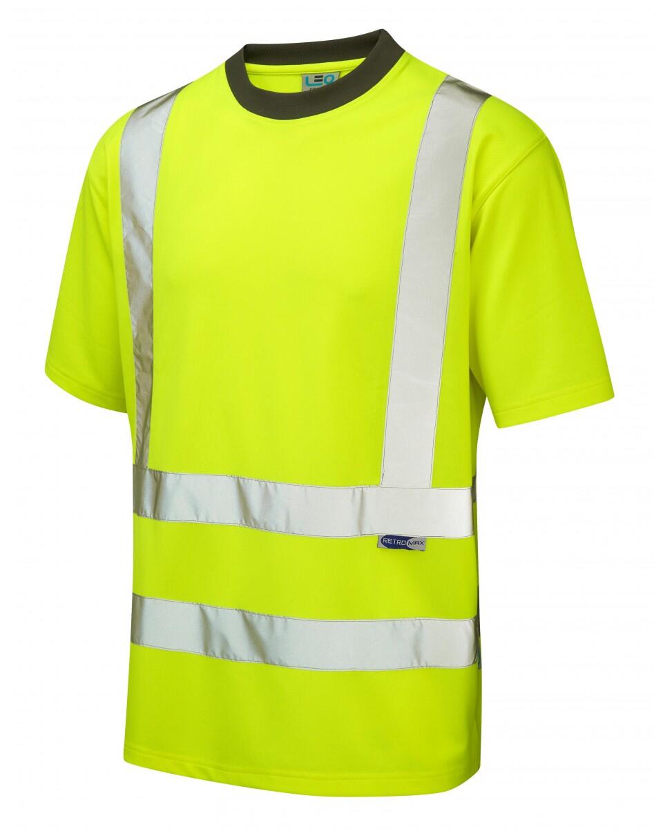LEO Workwear BRAUNTON ISO 20471 Cl 2 Coolviz T-Shirt (EcoViz) HV YELLOW