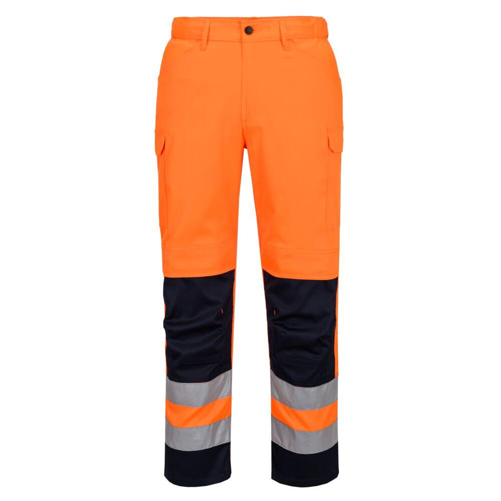T143 Hi-Vis Mesh Panel Trousers Orange/Navy