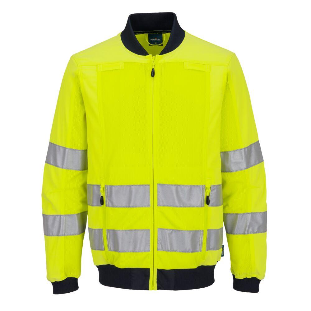 T164 Hi-Vis Mesh Panel Work Jacket Yellow/Navy