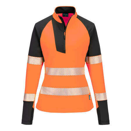 T173 PW3 Hi-Vis Women's 1/4 Zip Sweatshirt Orange/Black