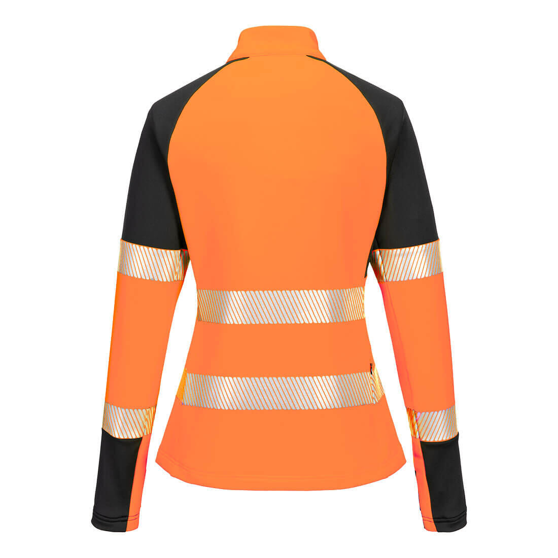 T173 PW3 Hi-Vis Women's 1/4 Zip Sweatshirt Orange/Black - Image 2