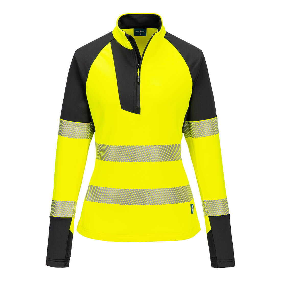 T173 PW3 Hi-Vis Women's 1/4 Zip Sweatshirt Yellow/Black