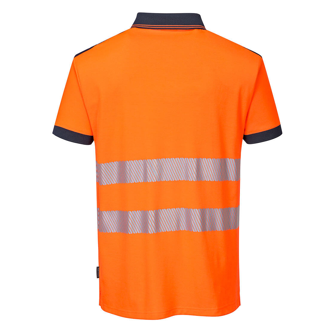 T180 PW3 Hi-Vis Cotton Comfort Polo Shirt S/S Orange/Navy - Image 2