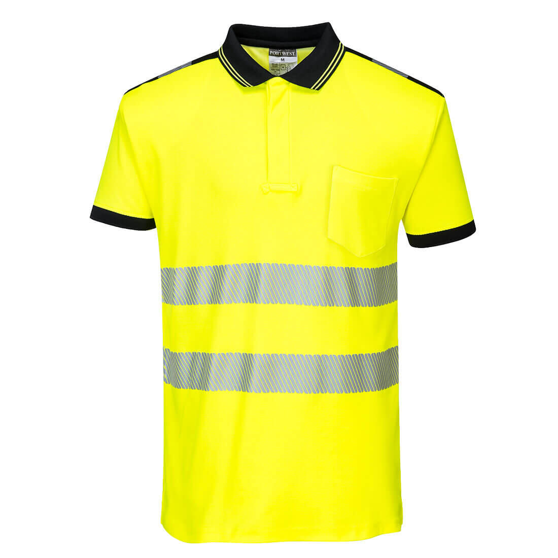 T180 PW3 Hi-Vis Cotton Comfort Polo Shirt S/S Yellow/Black