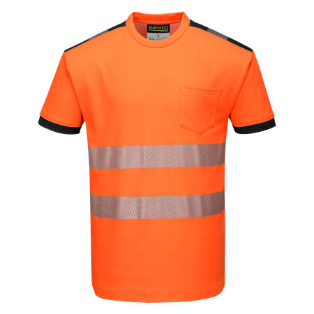 T181 PW3 Hi-Vis Cotton Comfort T-Shirt S/S  Orange/Black