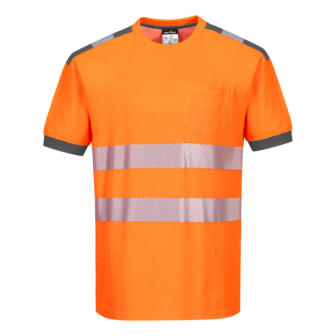 Portwest T181 PW3 Hi-Vis Cotton Comfort T-Shirt S/S Orange/Grey