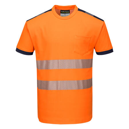 T181 PW3 Hi-Vis Cotton Comfort T-Shirt S/S Orange/Navy