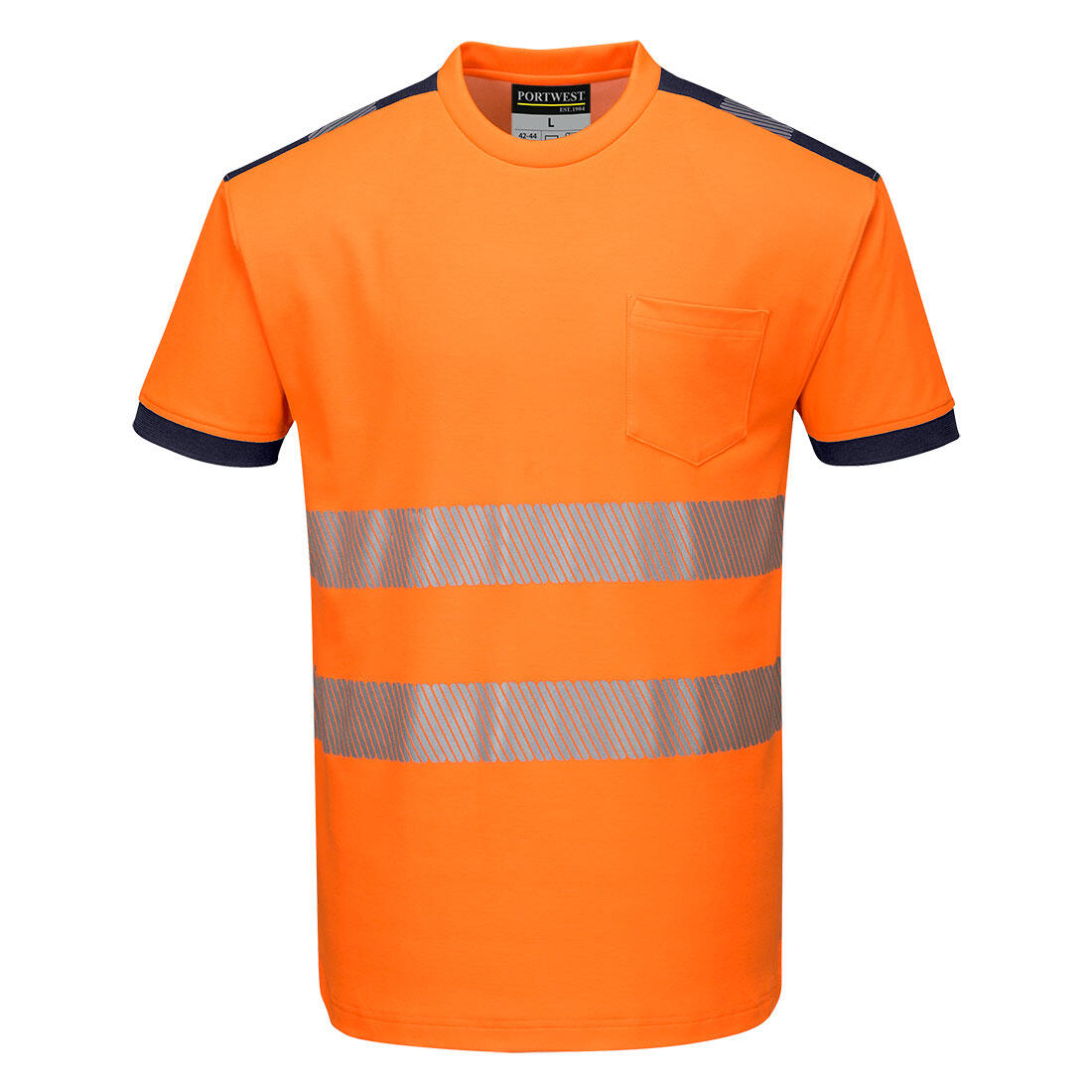 T181 PW3 Hi-Vis Cotton Comfort T-Shirt S/S Orange/Navy