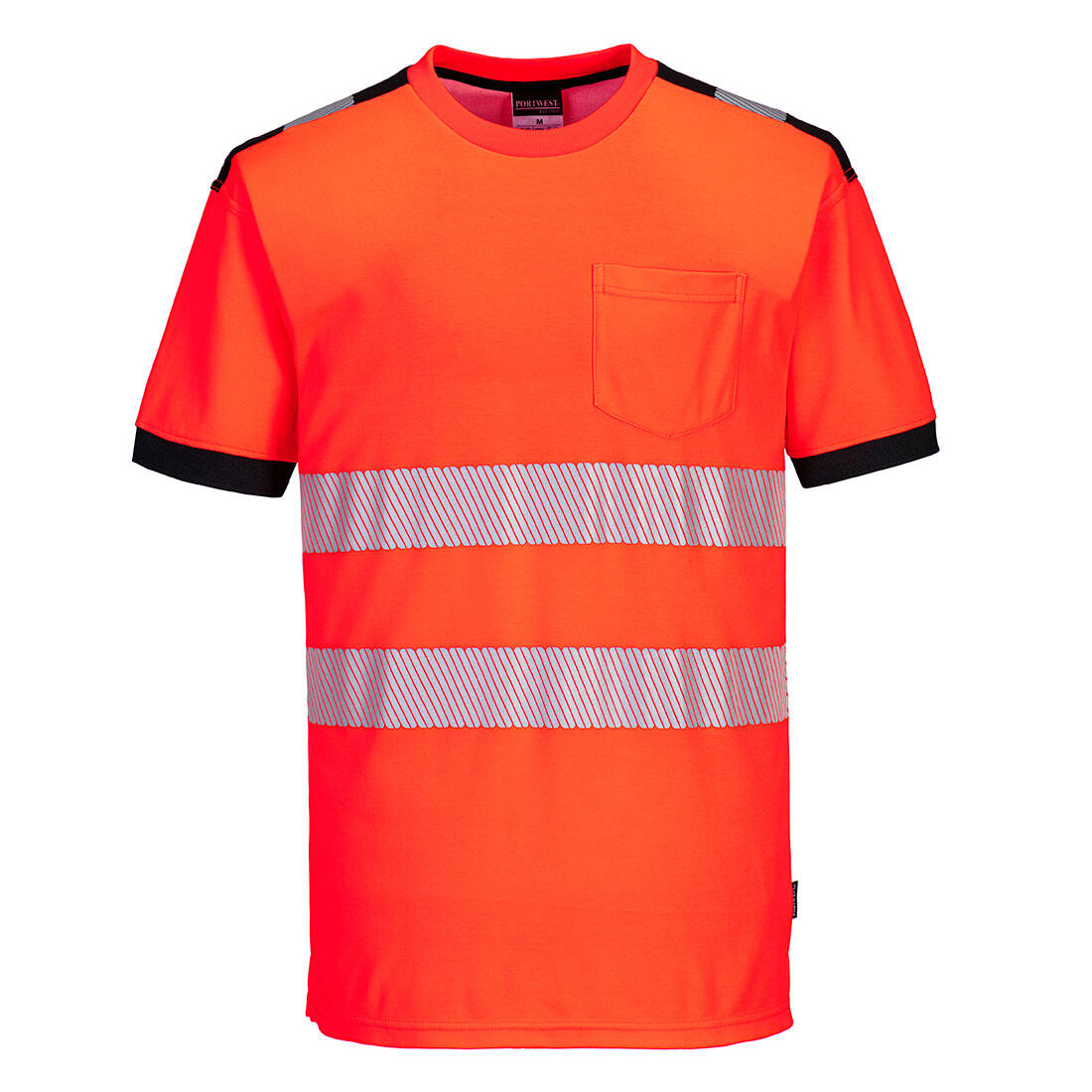 T181 PW3 Hi-Vis Cotton Comfort T-Shirt S/S Red/Black