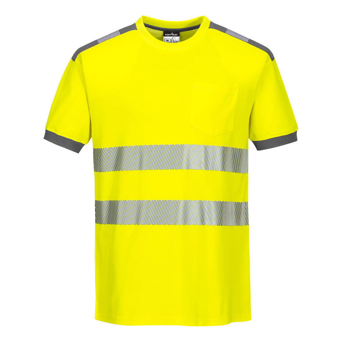 Portwest T181 PW3 Hi-Vis Cotton Comfort T-Shirt S/S Yellow/Grey