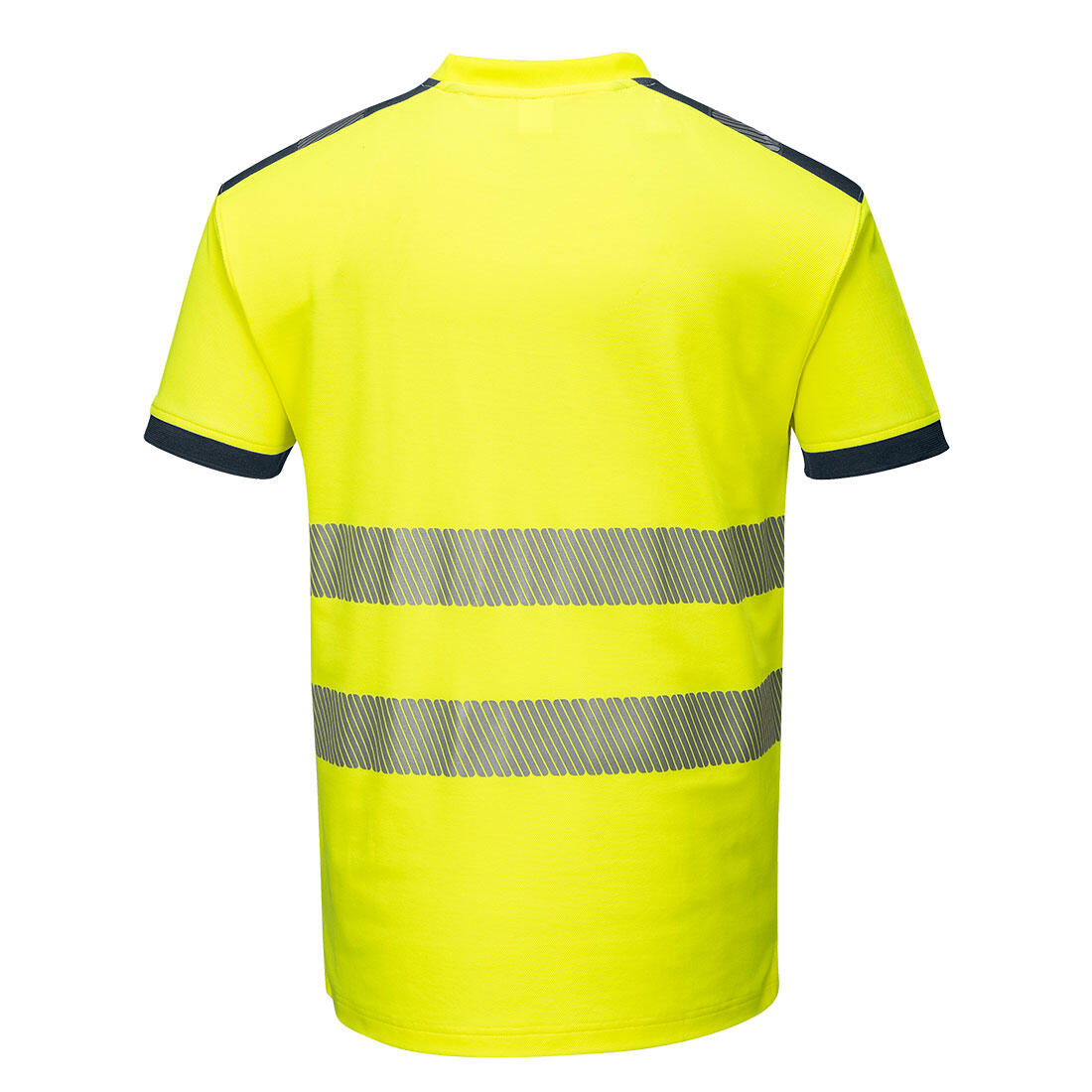 T181 PW3 Hi-Vis Cotton Comfort T-Shirt S/S Yellow/Navy - Image 2