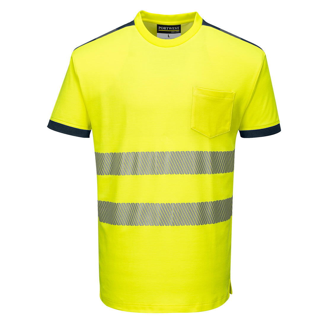T181 PW3 Hi-Vis Cotton Comfort T-Shirt S/S Yellow/Navy
