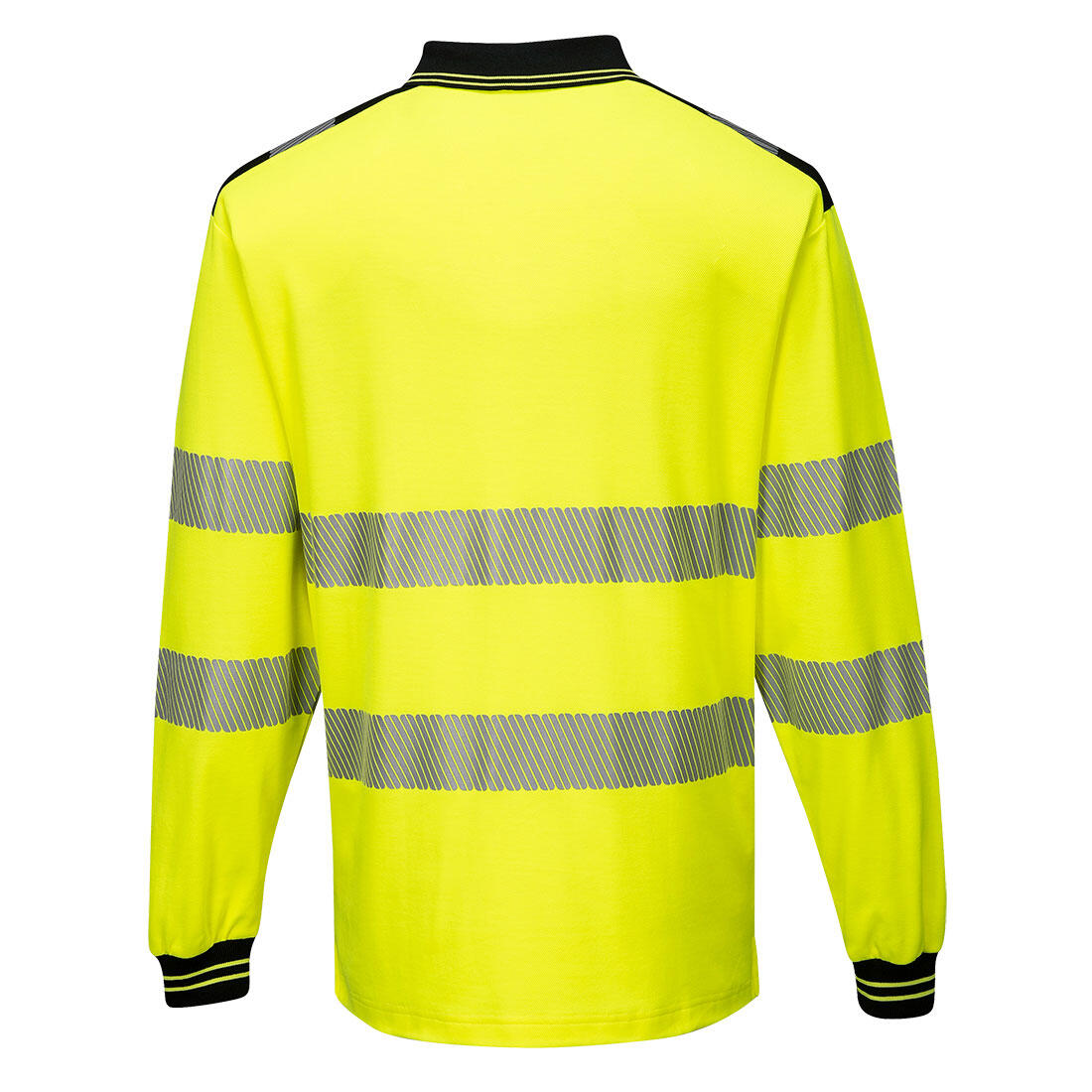 T184 PW3 Hi-Vis Cotton Comfort Polo Shirt L/S Yellow/Black - Image 2