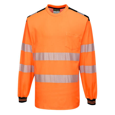 T185 PW3 Hi-Vis Cotton Comfort T-Shirt L/S Orange/Black