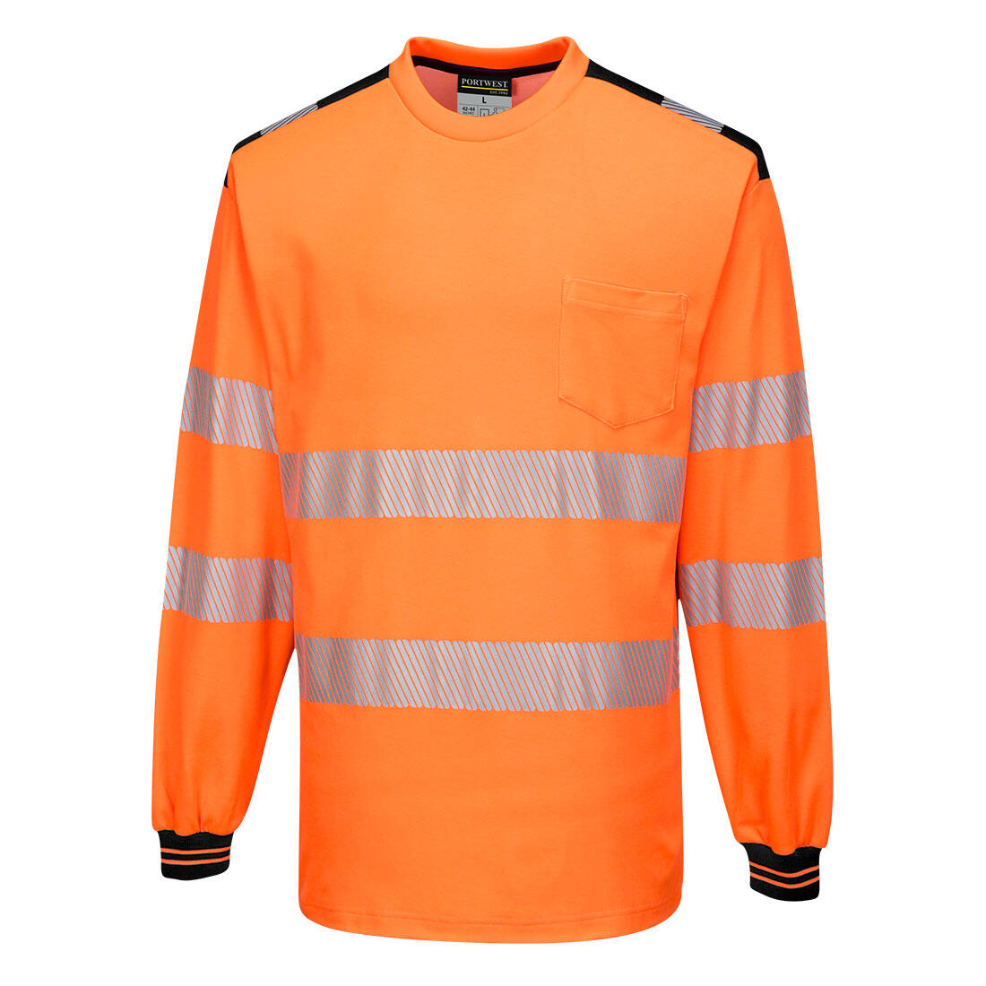 T185 PW3 Hi-Vis Cotton Comfort T-Shirt L/S Orange/Black