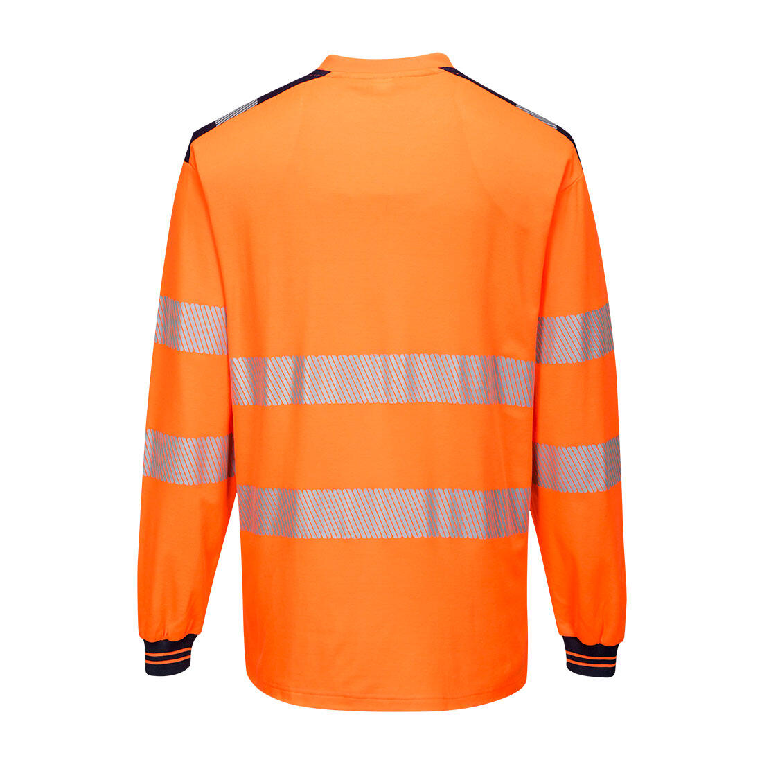 T185 PW3 Hi-Vis Cotton Comfort T-Shirt L/S Orange/Navy - Image 2