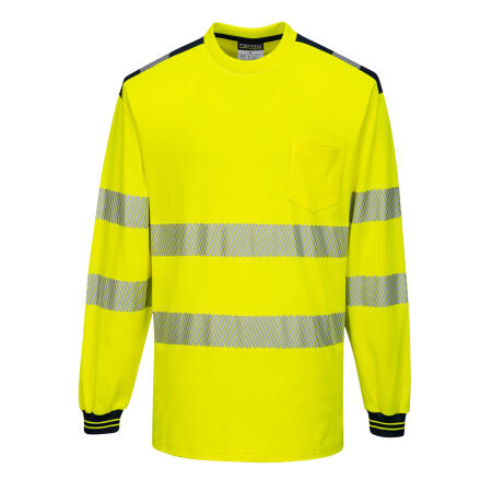 T185 PW3 Hi-Vis Cotton Comfort T-Shirt L/S  Yellow/Black