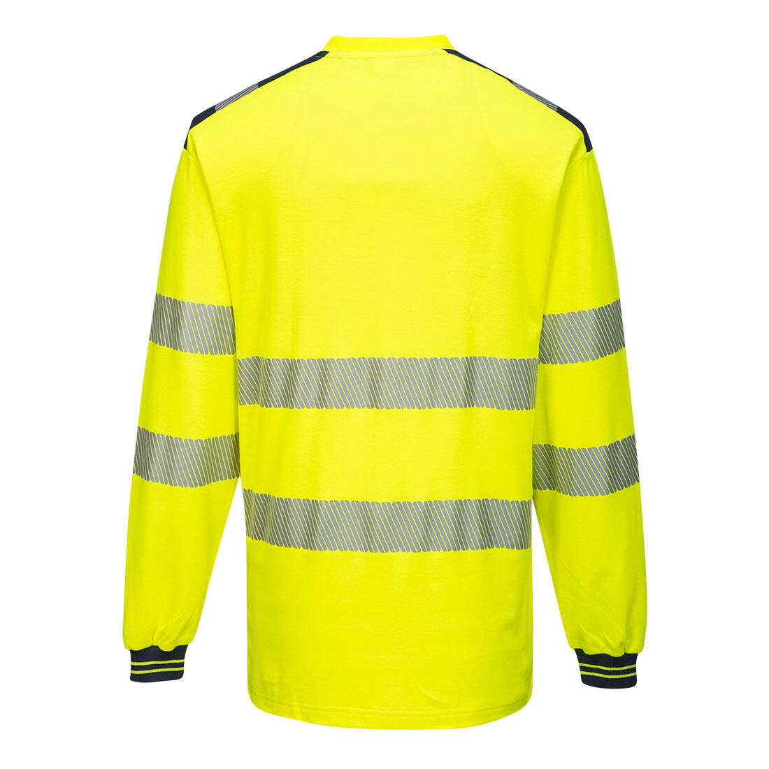 T185 PW3 Hi-Vis Cotton Comfort T-Shirt L/S Yellow/Navy - Image 2