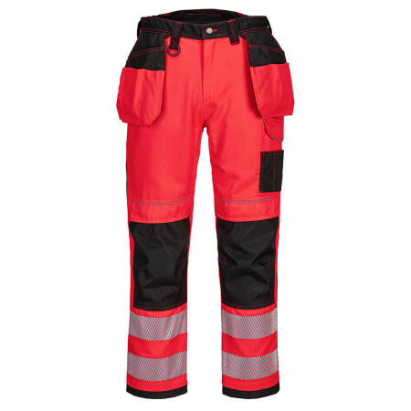 T501 PW3 Hi-Vis Holster Pocket Work Trousers Red/Black