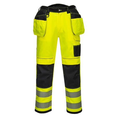 T501 PW3 Hi-Vis Holster Pocket Work Trousers Yellow/Black Short
