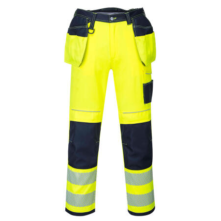 T501 PW3 Hi-Vis Holster Pocket Work Trousers Yellow/Navy Short