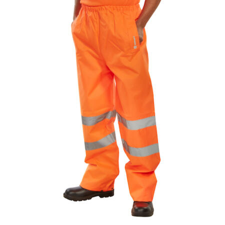 Beeswift Hi-Vis Padded Thermal Lined Rain Trousers Orange