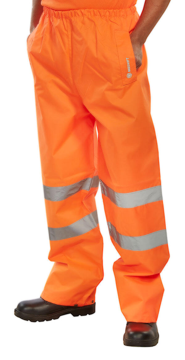 Beeswift Hi-Vis Padded Thermal Lined Rain Trousers Orange