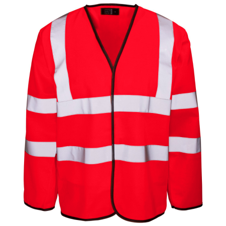 Supertouch Red Supertouch Hi Vis Red Long Sleeved Velcro Vest
