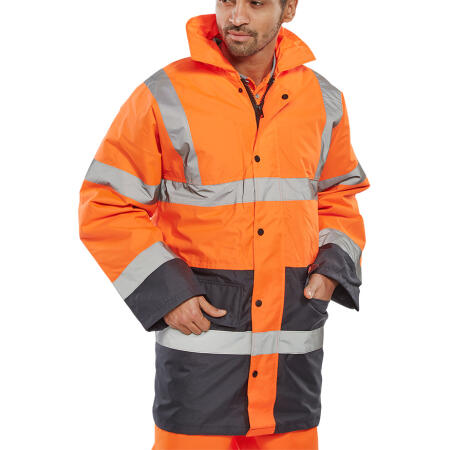 Beeswift Hi-Vis Fleece Lined Traffic Jacket Orange / Navy